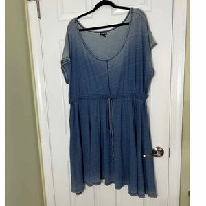 Torrid blue shirt sleeve scoop neck dress with tie-waist